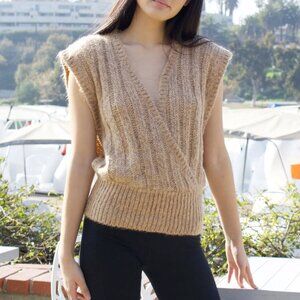 Christian Dior Separates ivory cream cross front layer open sweater vest S